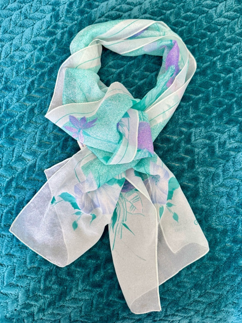 Sheer Mint and Lavender Floral Italie Scarf